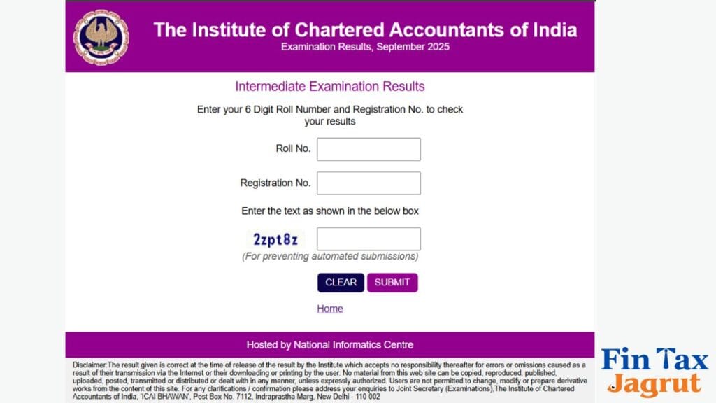 CA Result website Sep 2025
