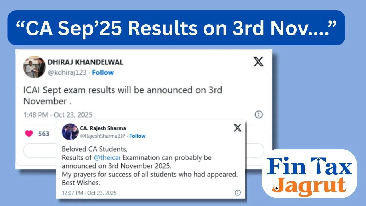 ICAI september 2025 results on 3rd November 2025